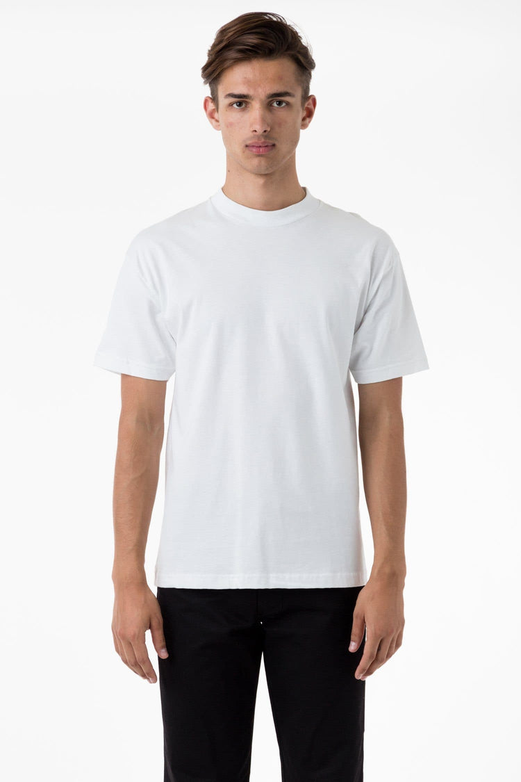 2017MN - 6.0oz Mock Crew Neck Heavy Combed Cotton T-Shirt