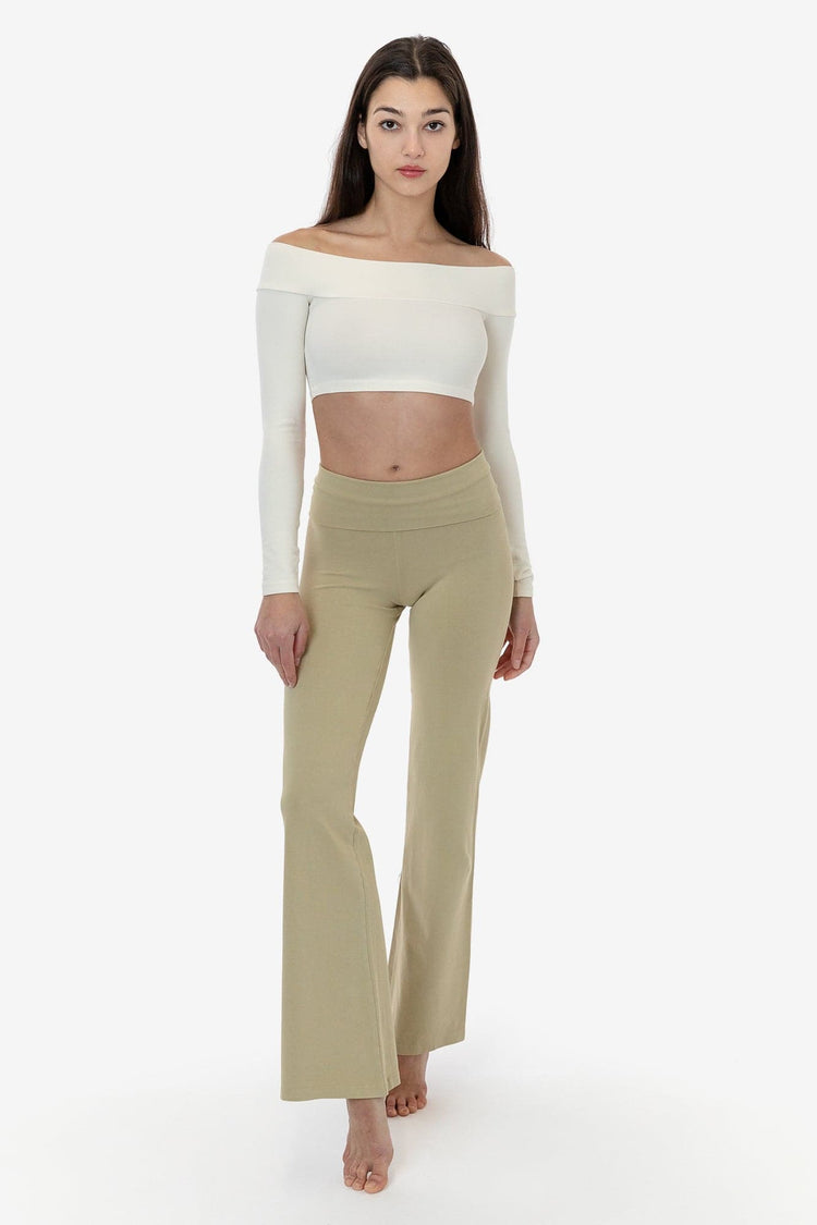 83074GD - Cotton Spandex Long Sleeve Off Shoulder Crop Top