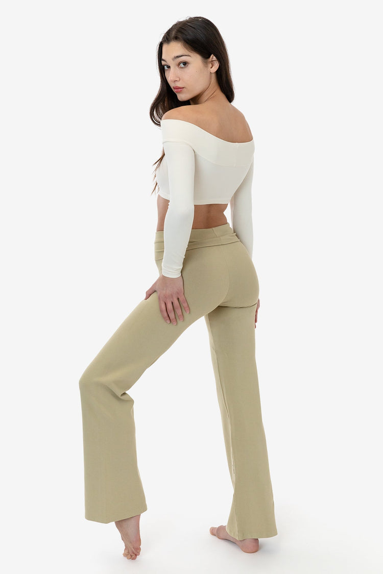 83074GD - Cotton Spandex Long Sleeve Off Shoulder Crop Top