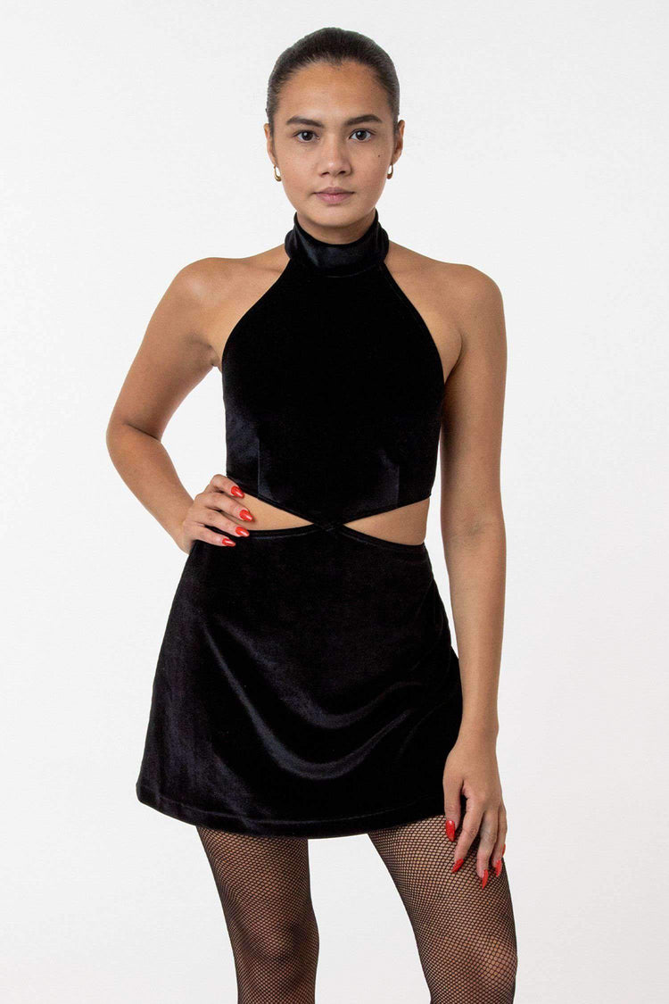 VVT407 - Velvet Halter Diamond Cutout Dress