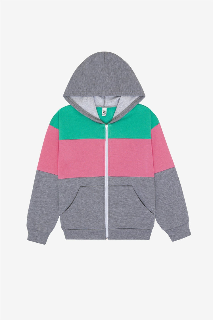 F1097CB - Kids Flex Fleece Color Block Zip Hoodie